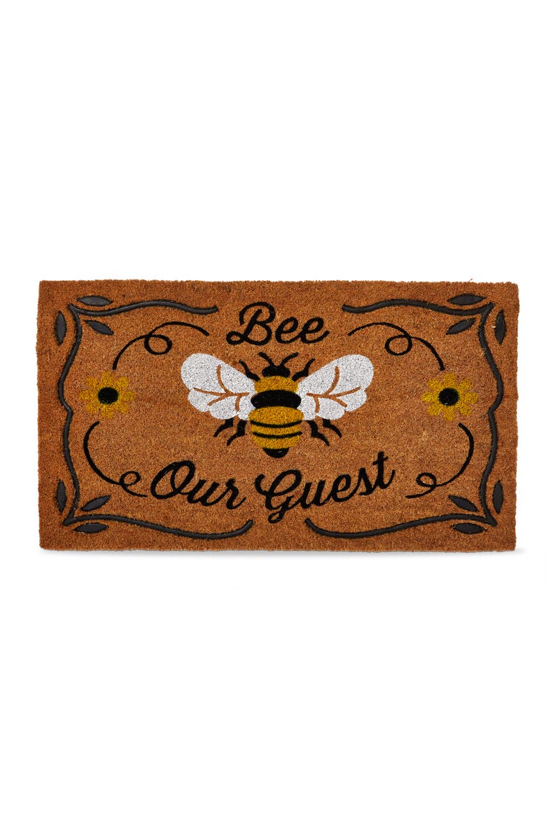 tag Bee Our Guest Coir Rubber Doormat Multi Coir Everyday, Main, color, Brown