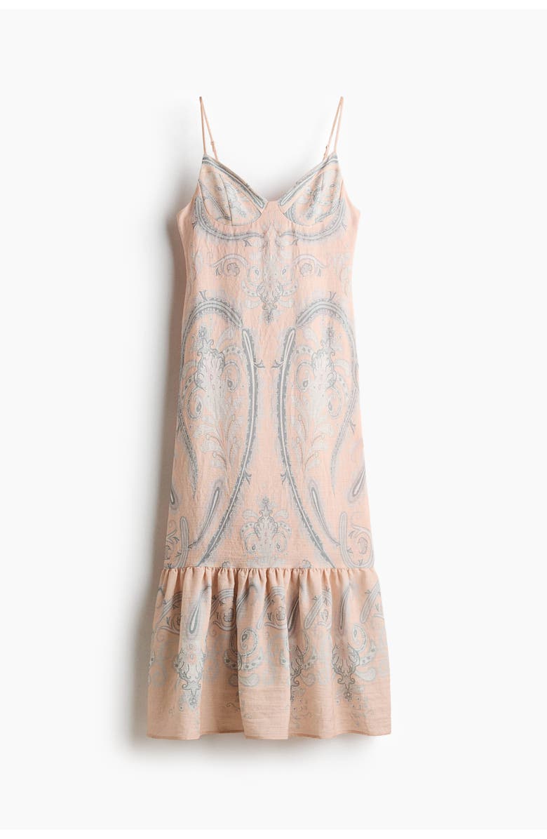 H&M Tiered strappy dress, Alternate, color, Light Dusty Orange/Patterned