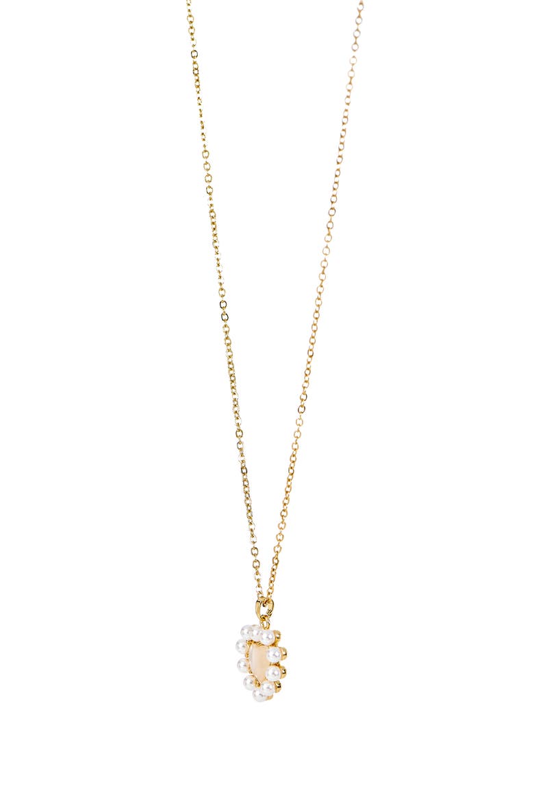 Faux Pearl Heart Pendant Necklace & Stud Earrings Set, Alternate, color, METALLIC GOLD