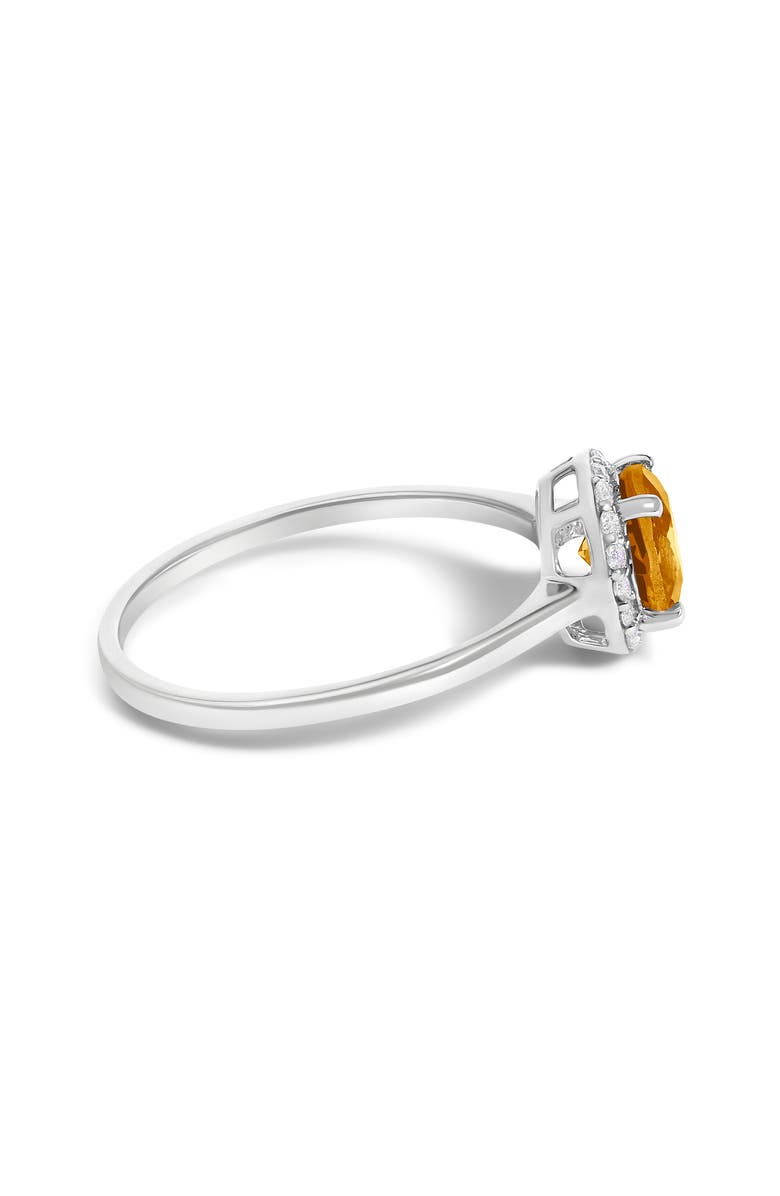 Haus of Brilliance 10K Gold Gemstone and 1/10 Cttw Diamond Halo Birthstone Ring, Alternate, color, White | Orange Citrine
