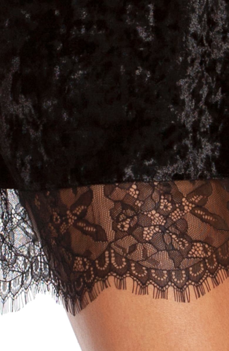Midnight Bakery Crushed Velvet Lace Chemise, Alternate, color, 