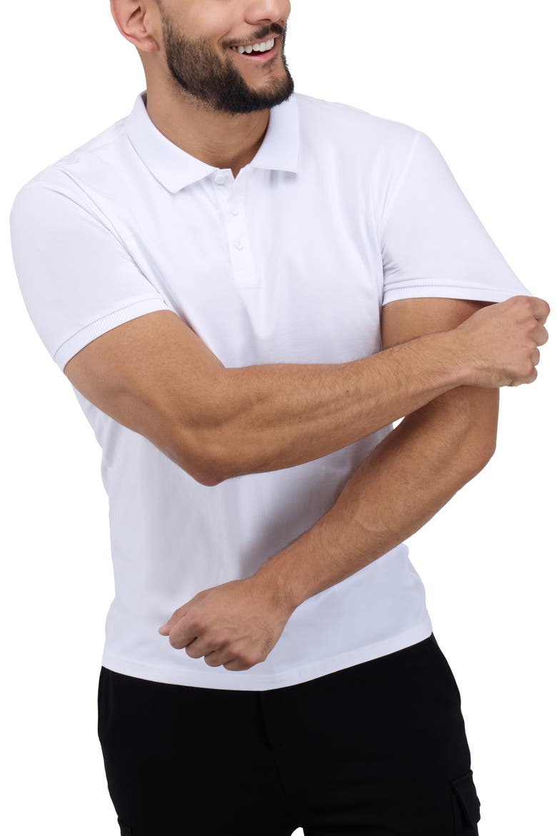 Stretch Cotton Rib Polo, Alternate, color, WHITE