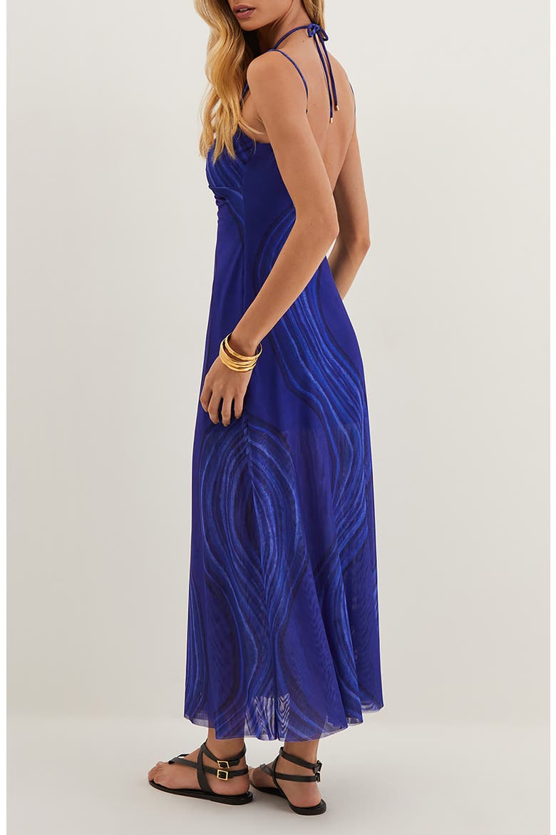 Gemstone Mina Plunge Midi Cover-Up Sundress, Alternate, color, BLUE MULTI