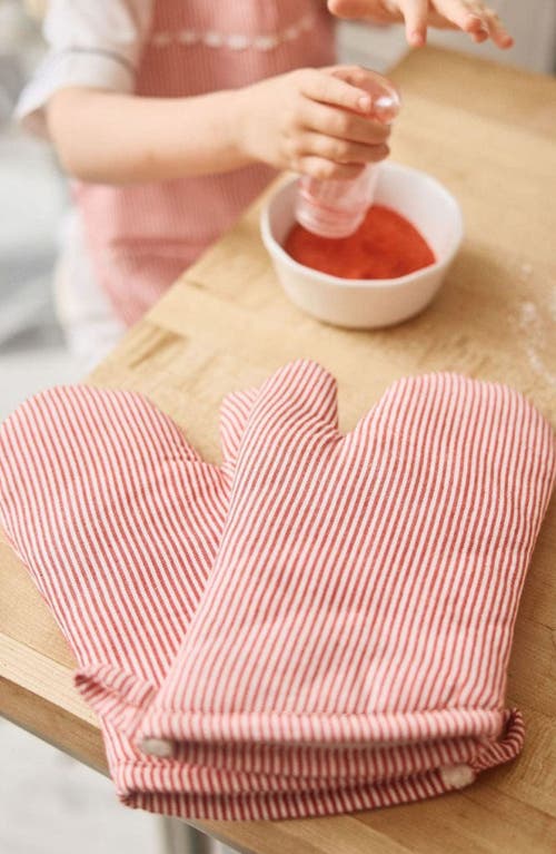 Weezie Set Of 2 Stripe Oven Mitts In Red