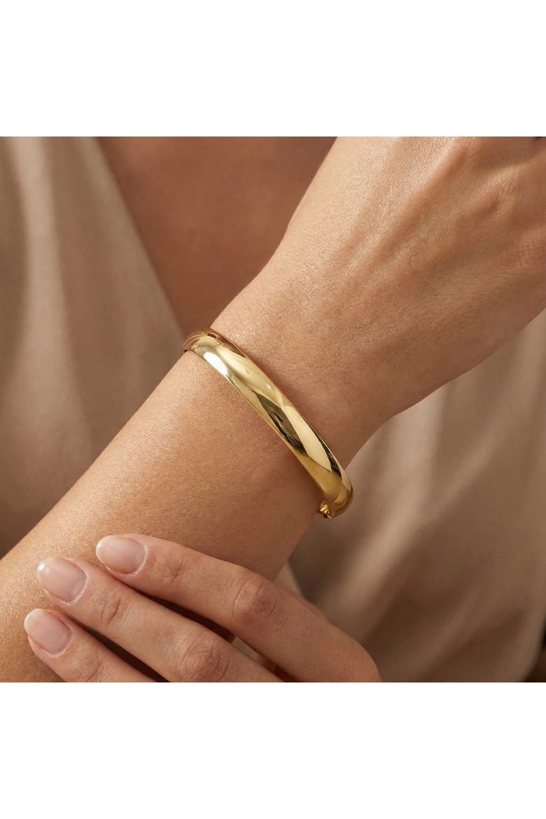 8mm Polished Bangle Bracelet 18k Gold Over Silver, Alternate, color, 18k Yellow Gold