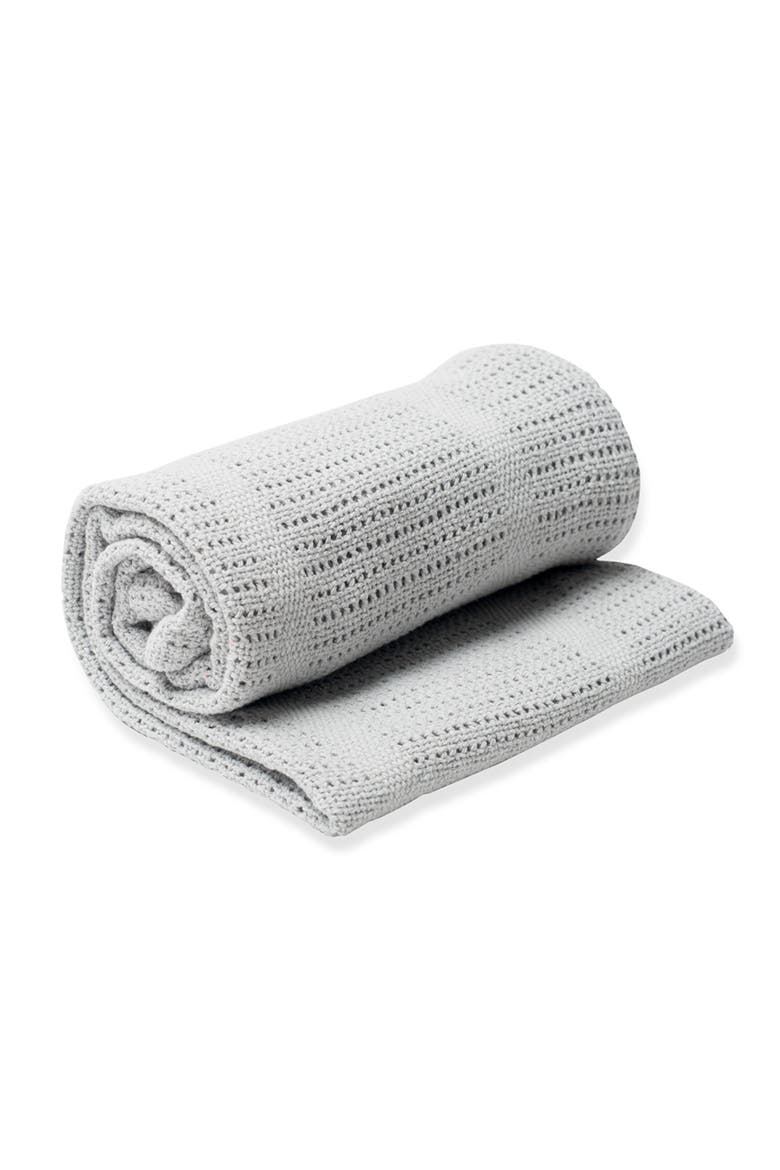 Knitted Cellular Blanket, Main, color, Grey