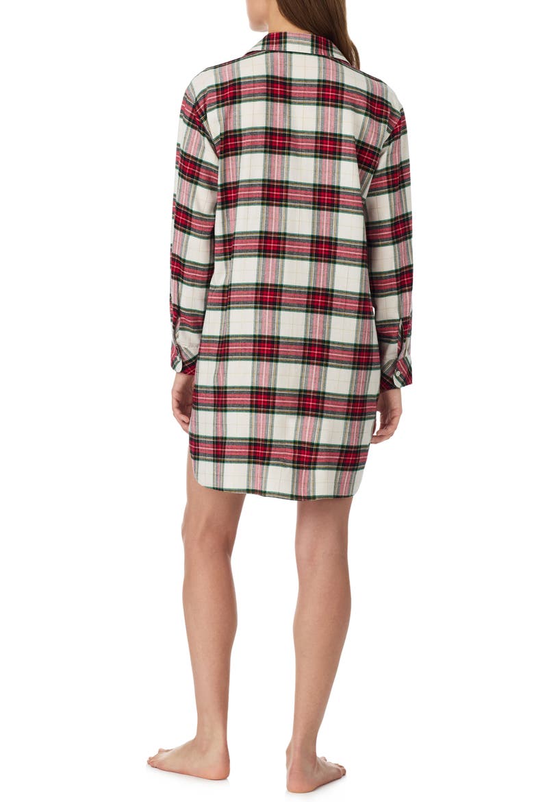 Plaid Long Sleeve His Shirt Sleep Shirt, Alternate, color, CREAM PLAID