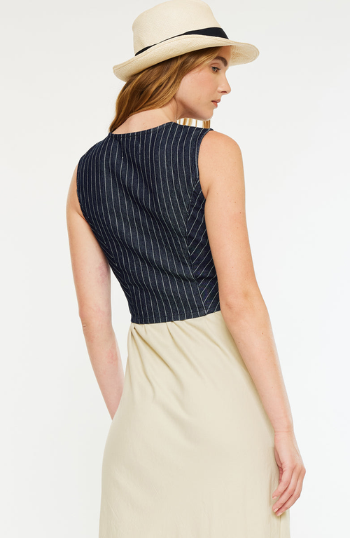 Kancan Shelley Stripe Tailored Vest In Blue