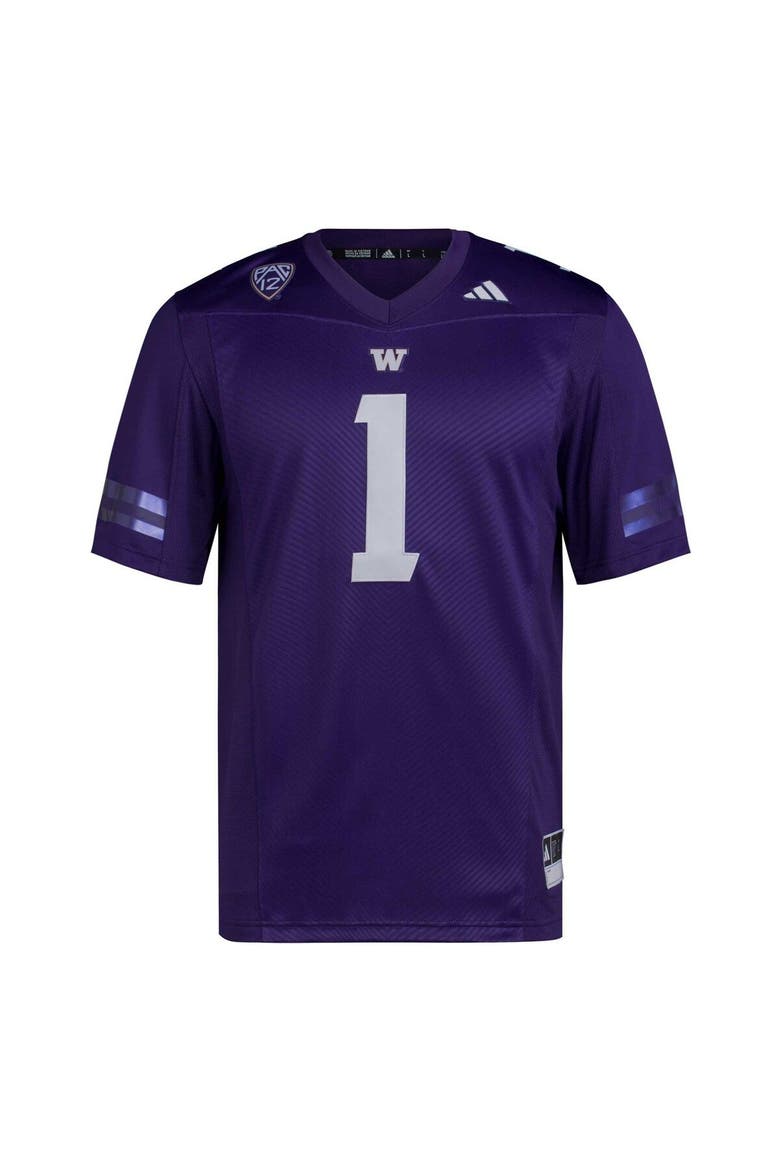 Men's adidas #1 Purple Washington Huskies Premier Football Jersey, Alternate, color, Purple