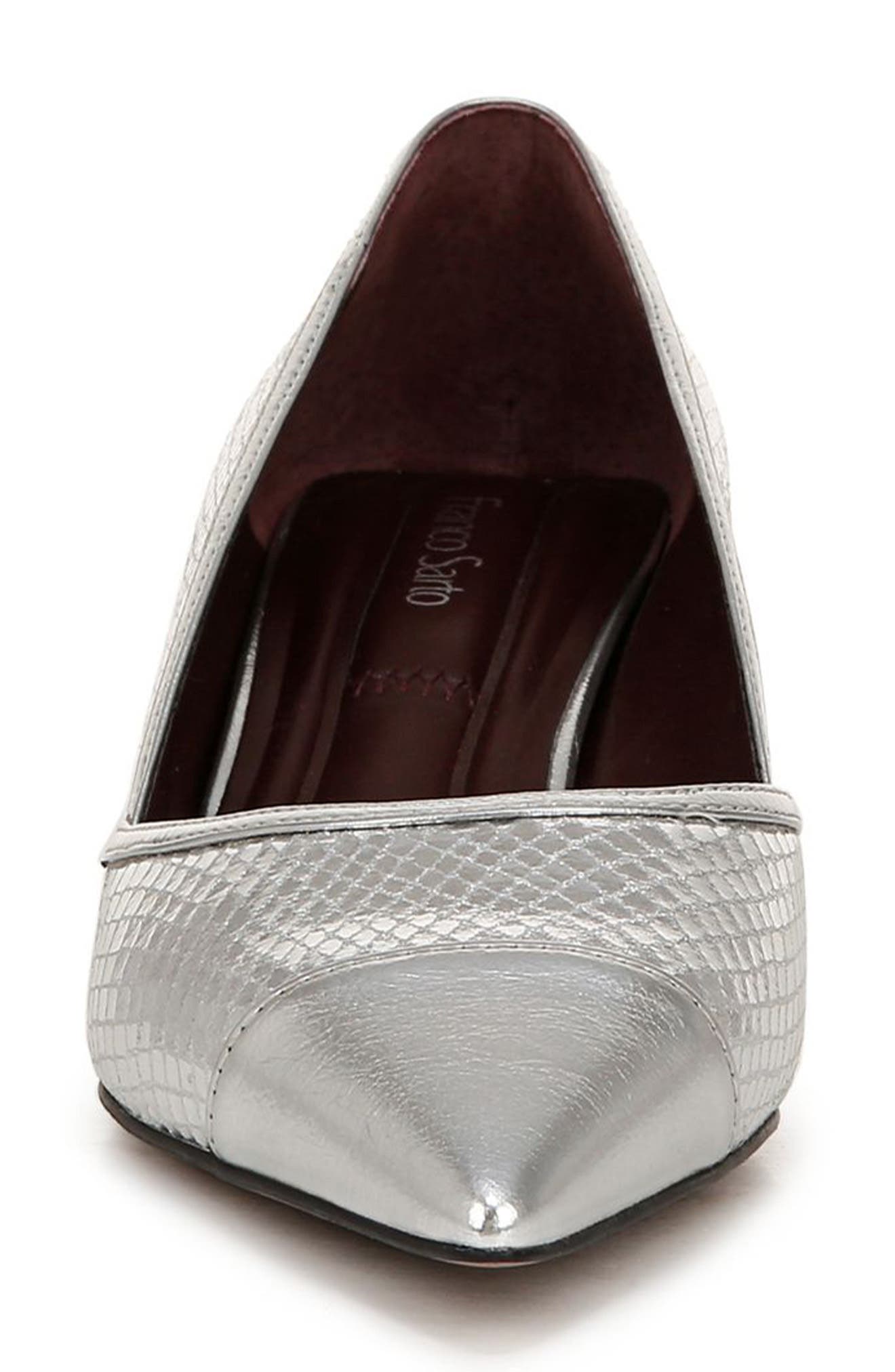 Franco Sarto Darcy Pointed Toe Kitten Heel Pump, Alternate, color, Silver