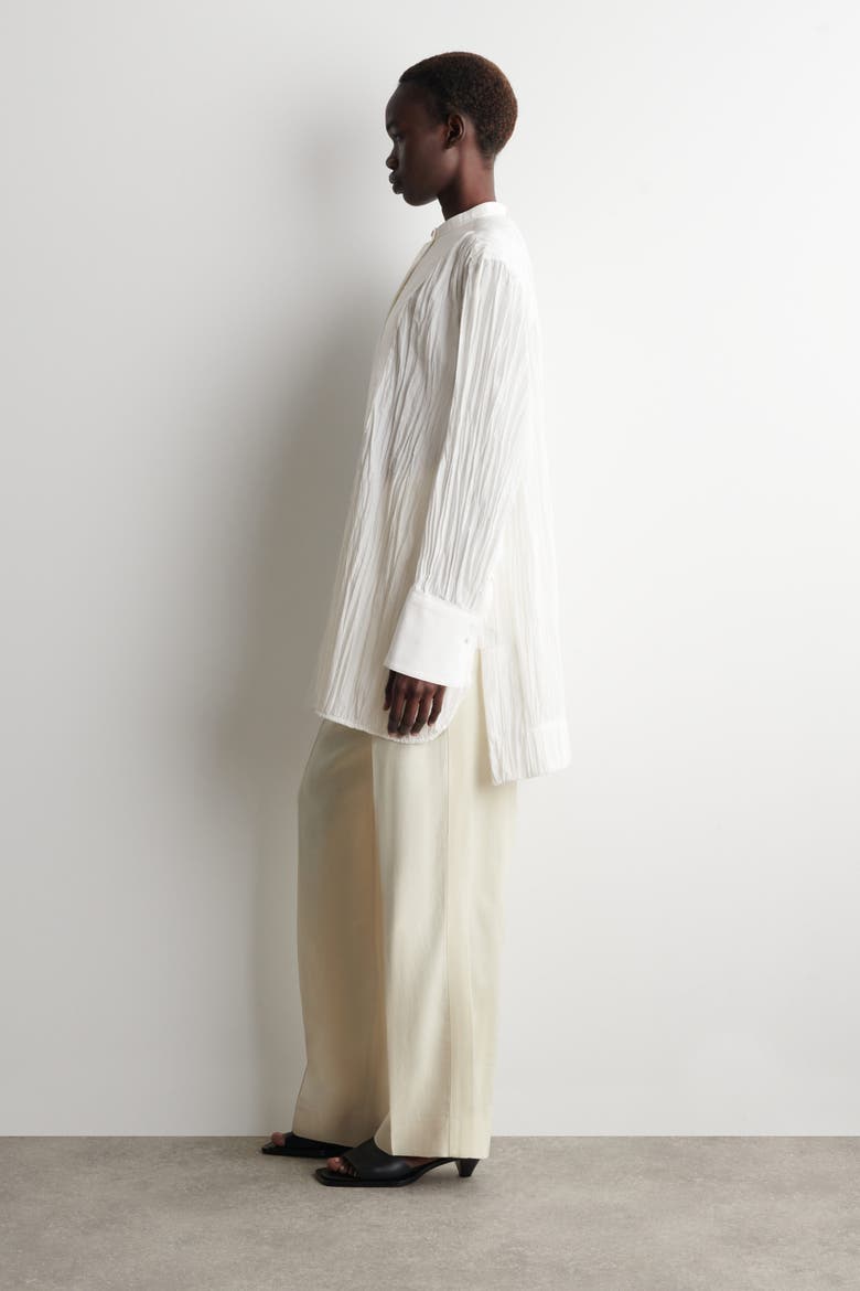 Bib-front Crinkled-cotton Shirt, Alternate, color, WHITE