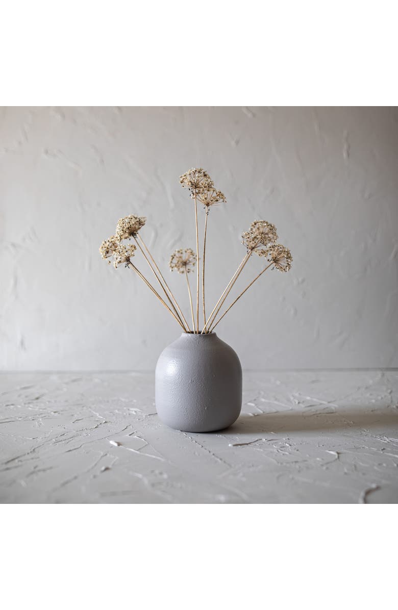 Foreside Home and Garden Textured Vase Gray Metal, Alternate, color, Gray