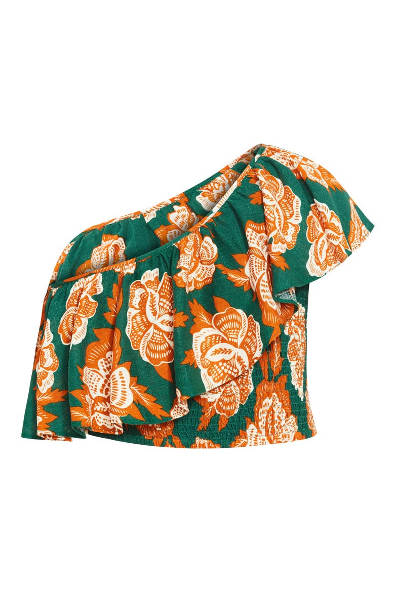 Runaway Bird Ruffle One-Shoulder Crop Top, Alternate, color, SUNDOWNER