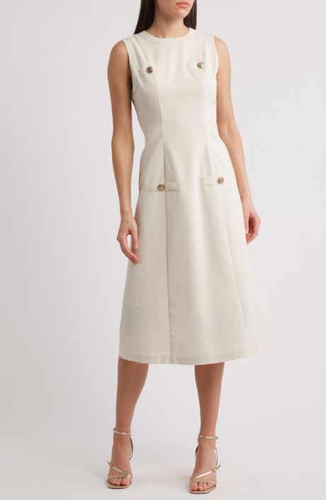 ZOE AND CLAIRE Button Cotton & Linen Blend Dress