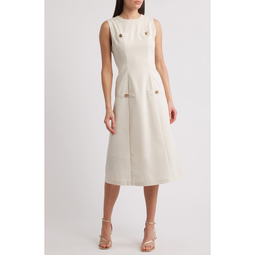 Zoe And Claire Button Cotton & Linen Blend Dress