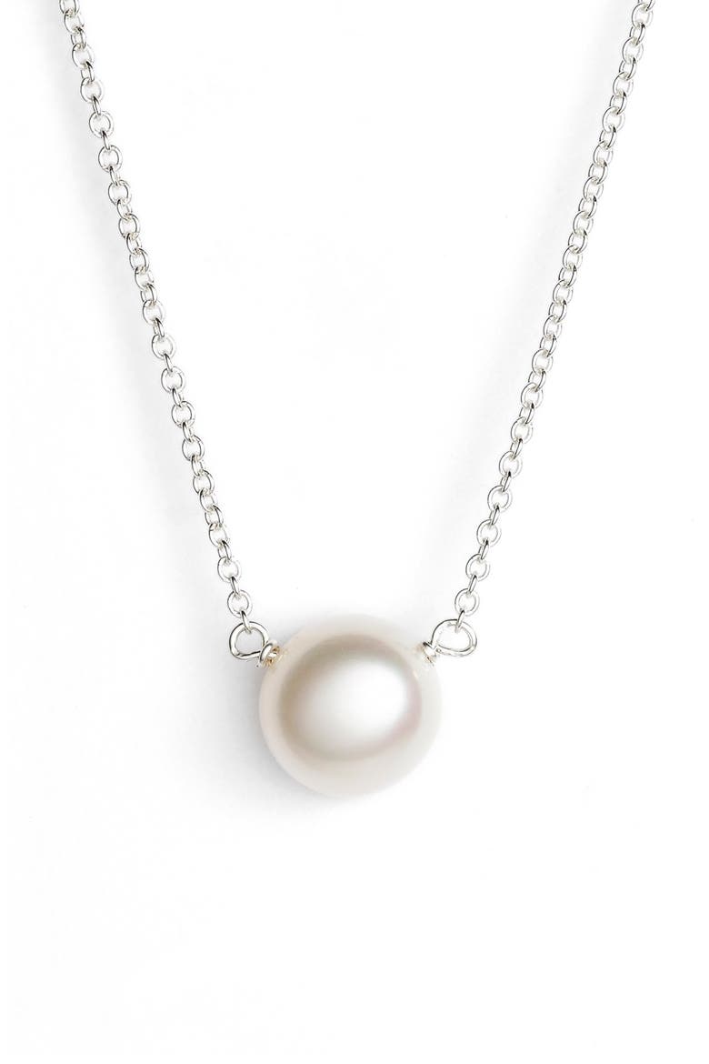 'I Love Mom' Pearl Pendant Necklace, Alternate, color, SILVER