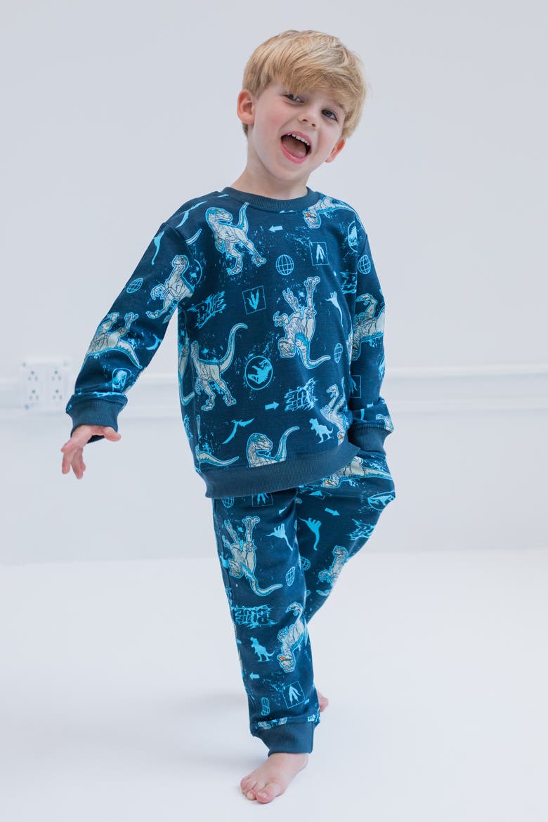 Jurassic Park Blue (Dinosaur) Sweatshirt and French Terry Pants Set, Alternate, color, Blue Raptor Navy