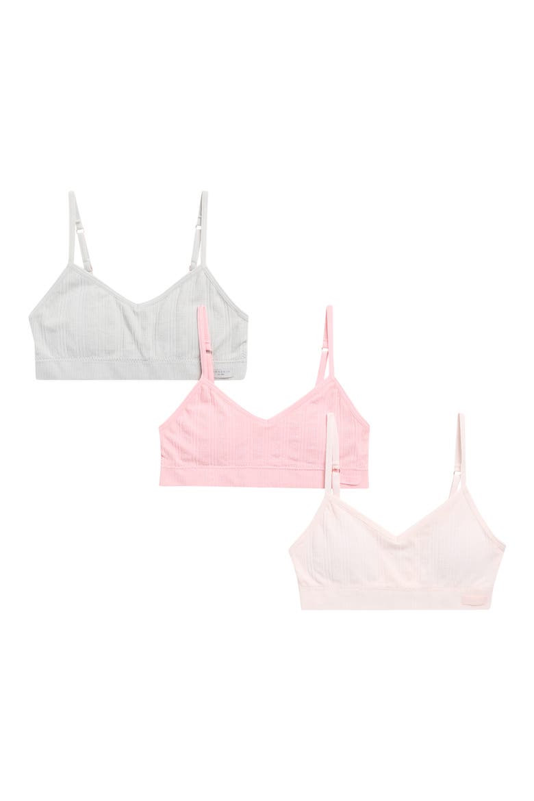 Kids' Assorted 3-Pack Bralettes, Main, color, PINK RIBBON/ WISPY PINK