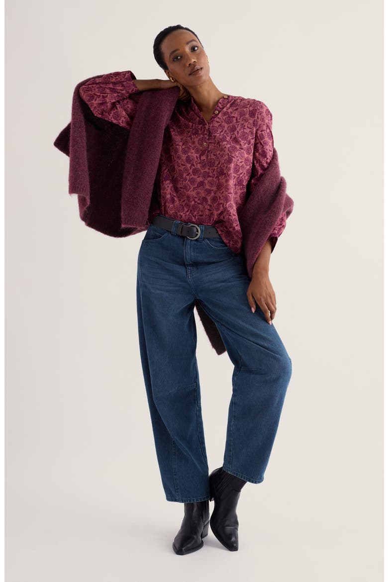 St Mawes Floral Organic Cotton Shirt, Alternate, color, ALLIUM FLOWERS DRIED ROSE