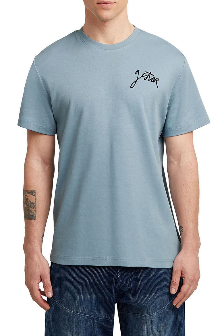 Script Organic Cotton Graphic T-Shirt, Main, color, ASH BLUE