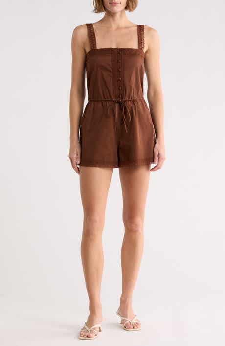 WAYF Tie Waist Stretch Cotton Romper