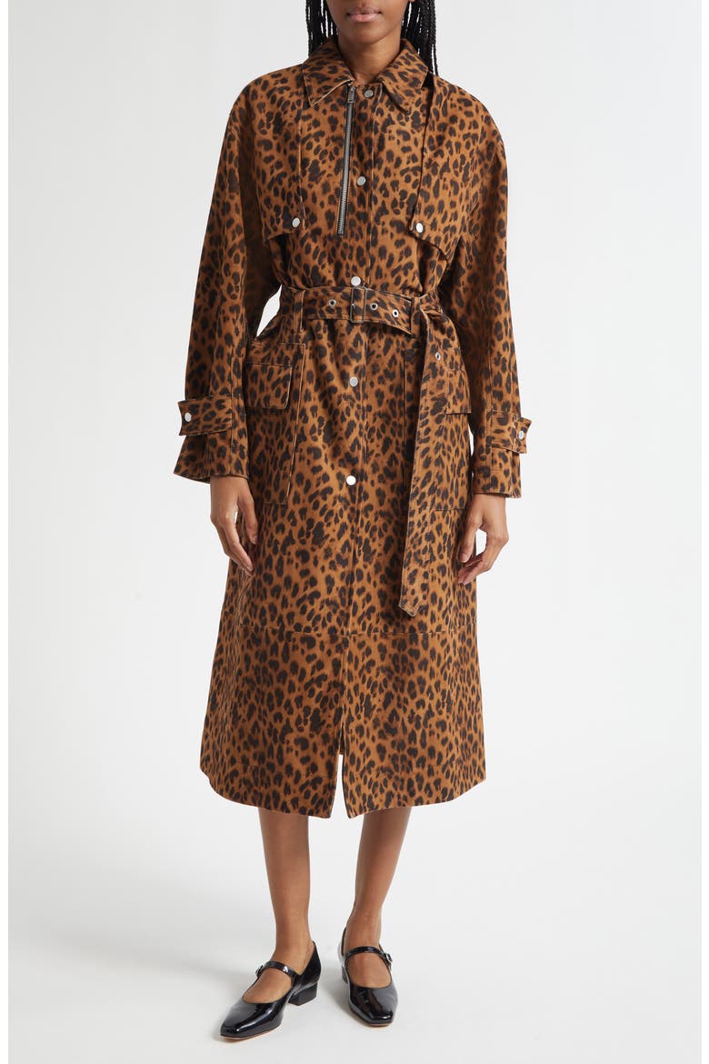 Leopard Print Trench Coat, Main, color, LEOPARD