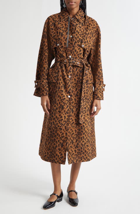 Leopard Print Trench Coat