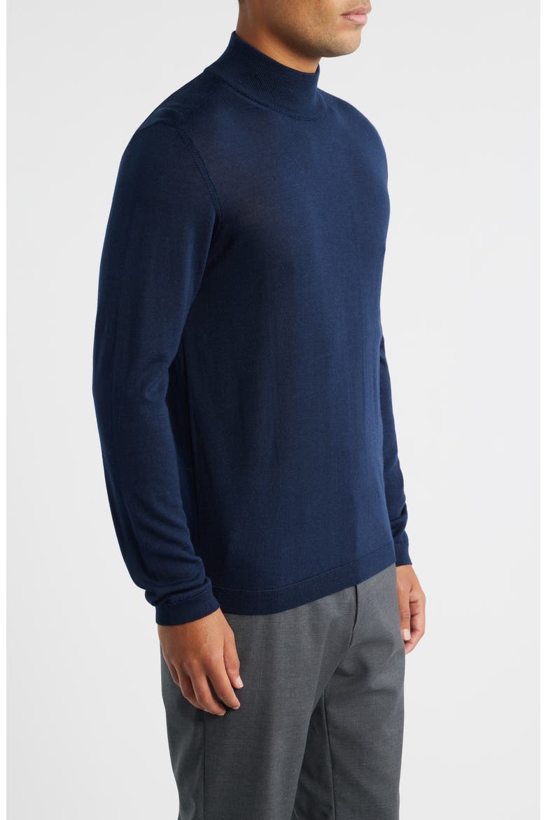 Mock Neck Wool & Silk Sweater, Alternate, color, NAVY