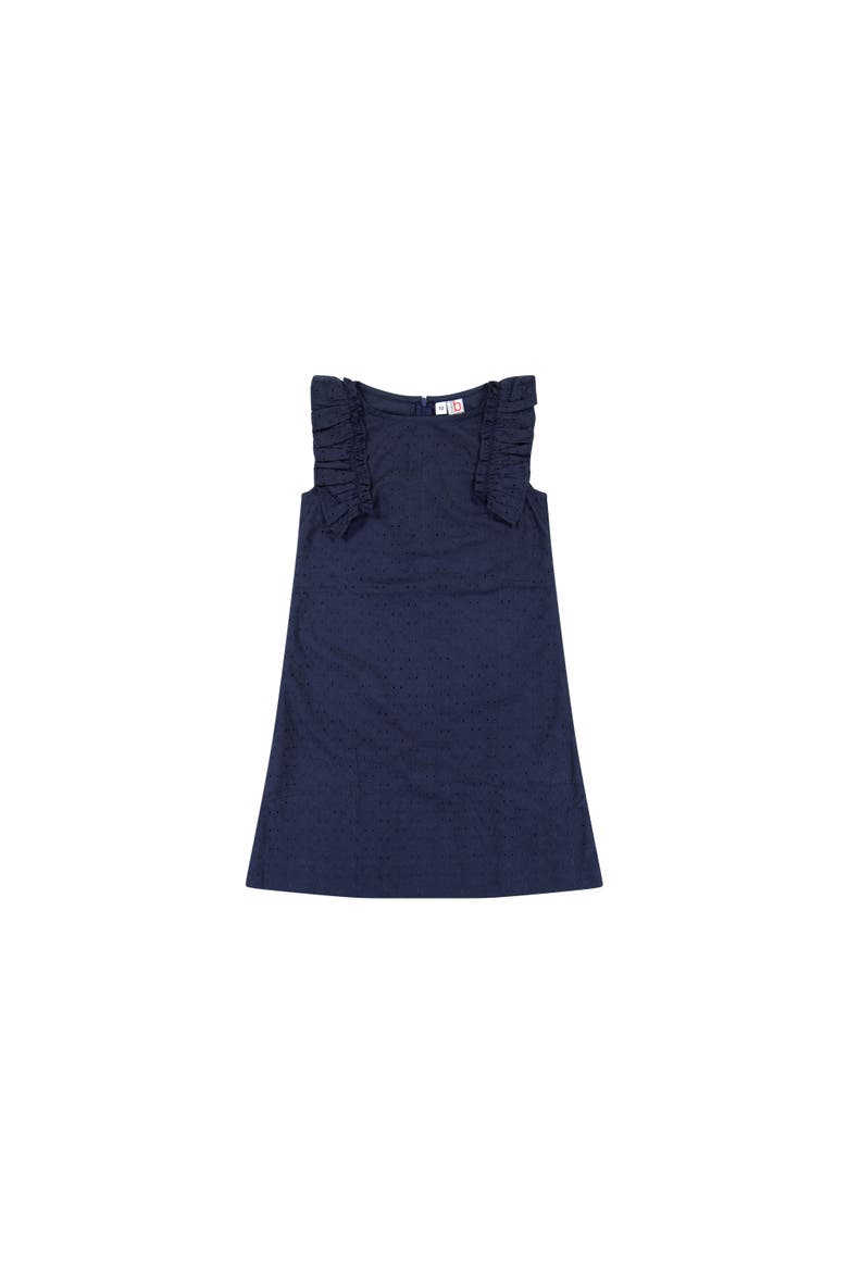 Grace Ruffle Sleeve Shift Dress, Main, color, Navy Eyelet