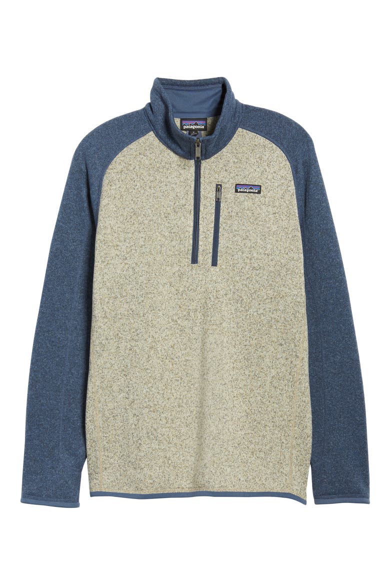 Better Sweater Quarter Zip Fleece Lined Pullover, Alternate, color, BLEACHED STONE W/DOLOMITE BLUE
