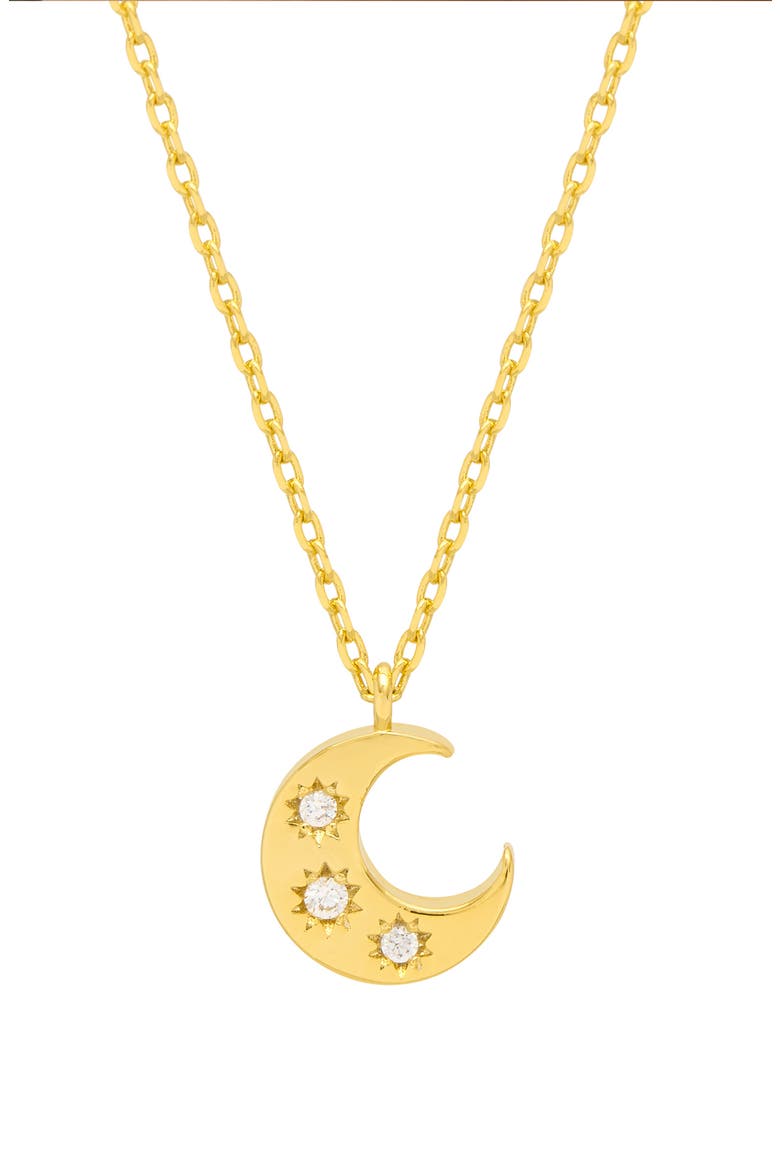 3-Stone Moon Pendant Necklace, Main, color, GOLD