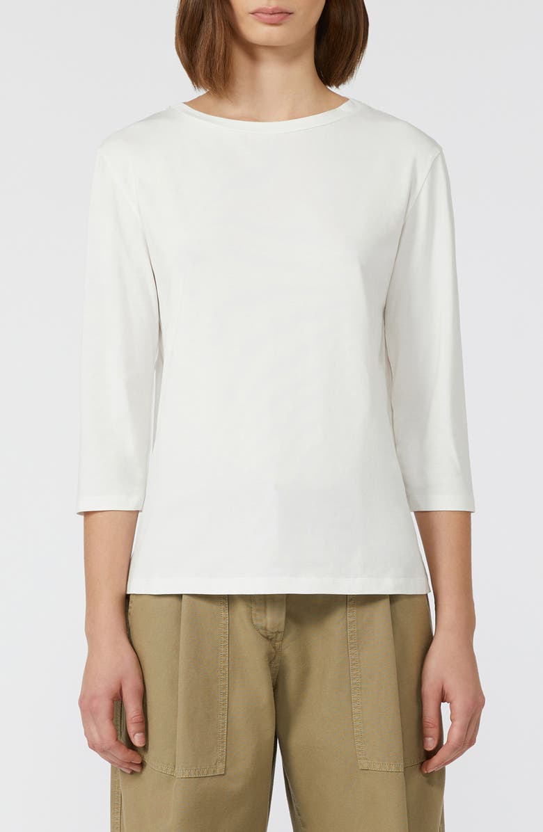 Weekend Max Mara Three-Quarter Sleeve Jersey T-Shirt, Main, color, White