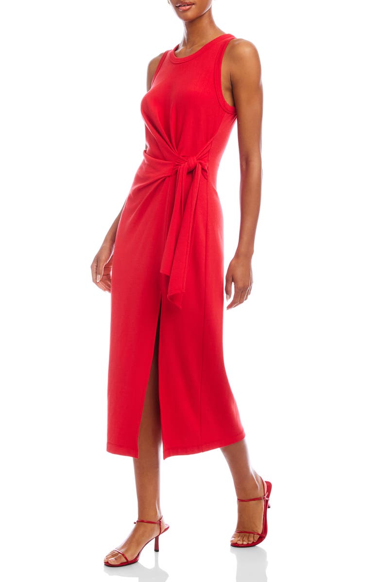 FIFTEEN TWENTY Maddie Side Knot Midi Dress, Alternate, color, Cherry