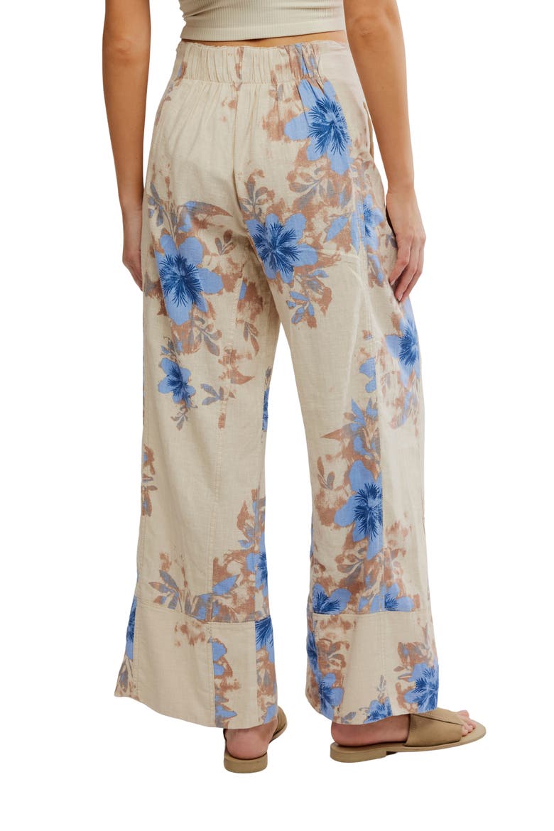 Days End Floral Wide Leg Linen Blend Pants, Alternate, color, IVORY COMBO FLORAL
