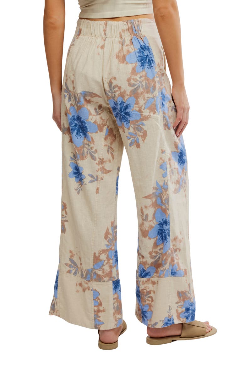 Free People Days End Floral Wide Leg Linen Blend Pants, Alternate, color, Ivory Combo Floral