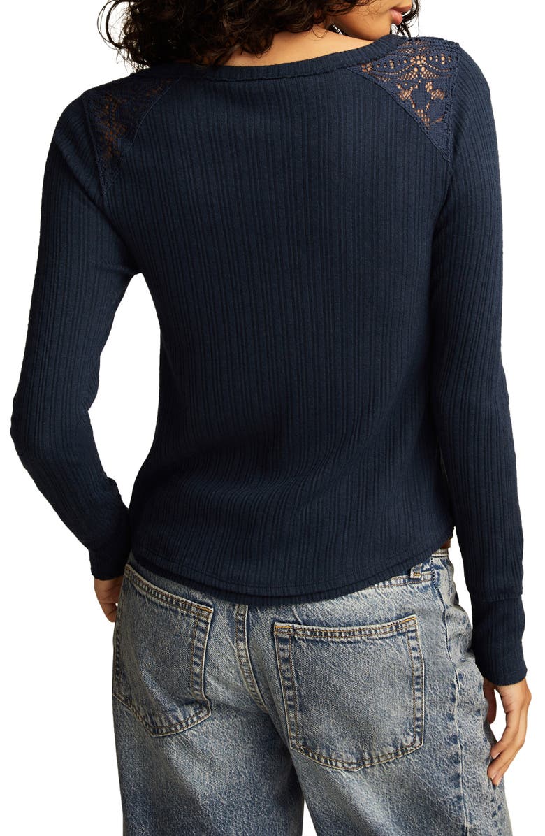 Lucky Brand Cloud Lace Rib Henley, Alternate, color, Dress Blues