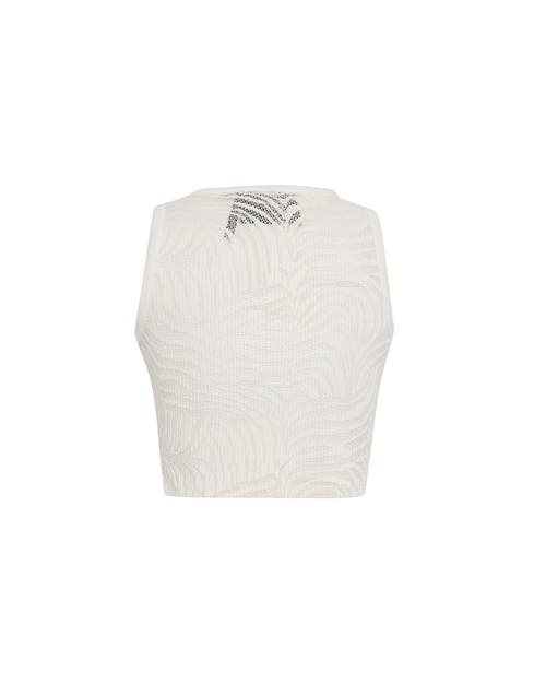 Theo The Label Women's White Artemis Fern Lace Tank - Ivory In Ivory