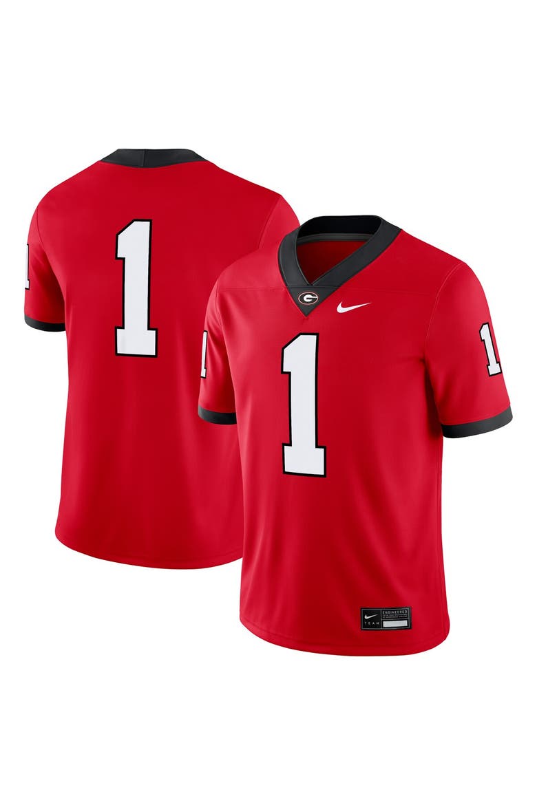 Men's Nike #1 Red Georgia Bulldogs Game Jersey, Main, color, Red
