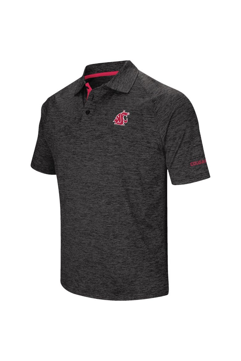 Men's Colosseum Black Washington State Cougars Down Swing Polo, Main, color, Heather Black