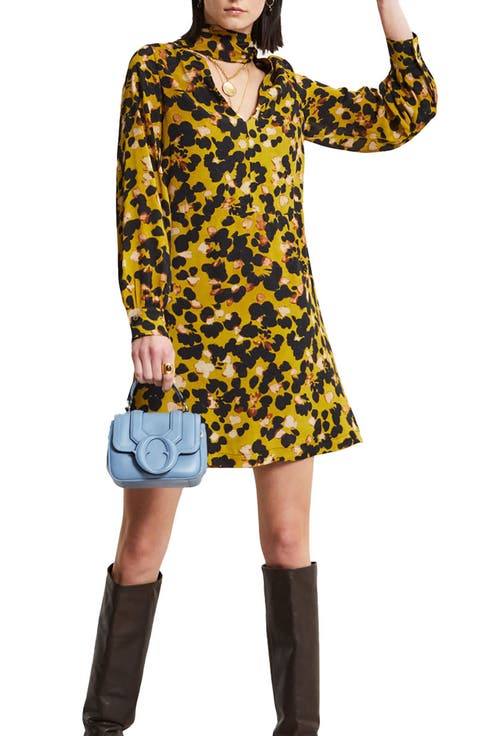 Viscose Short Dress With Scarf Neck