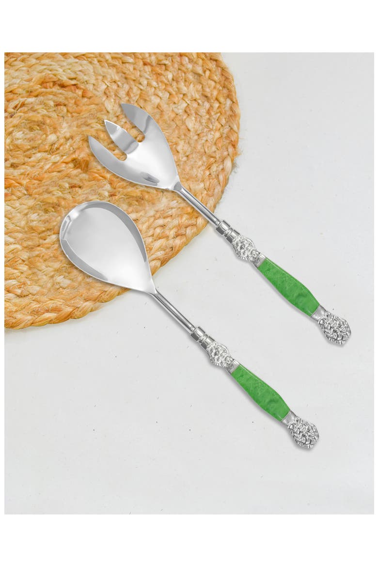 Vibrant Verde Stainless Steel Salad Servers, Alternate, color, GREEN