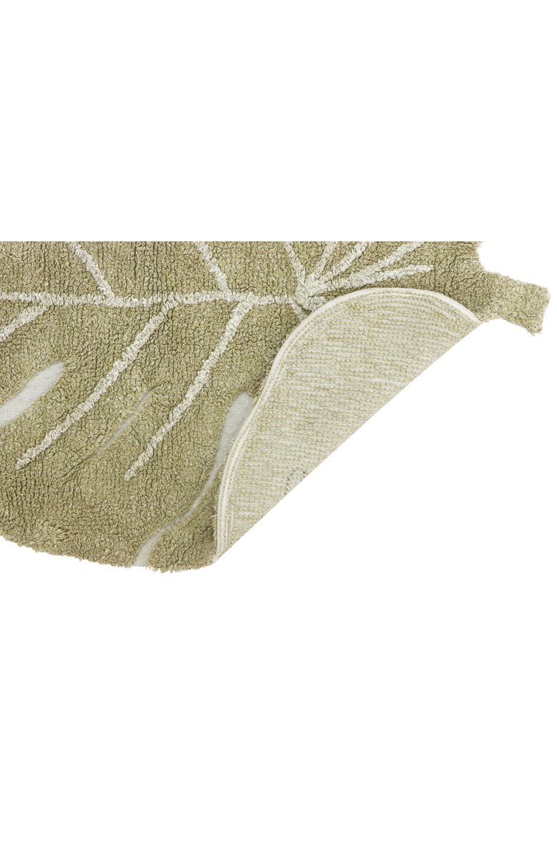 Lorena Canals Mini Monstera Leaf Washable Cotton Blend Rug, Alternate, color, Olive Natural