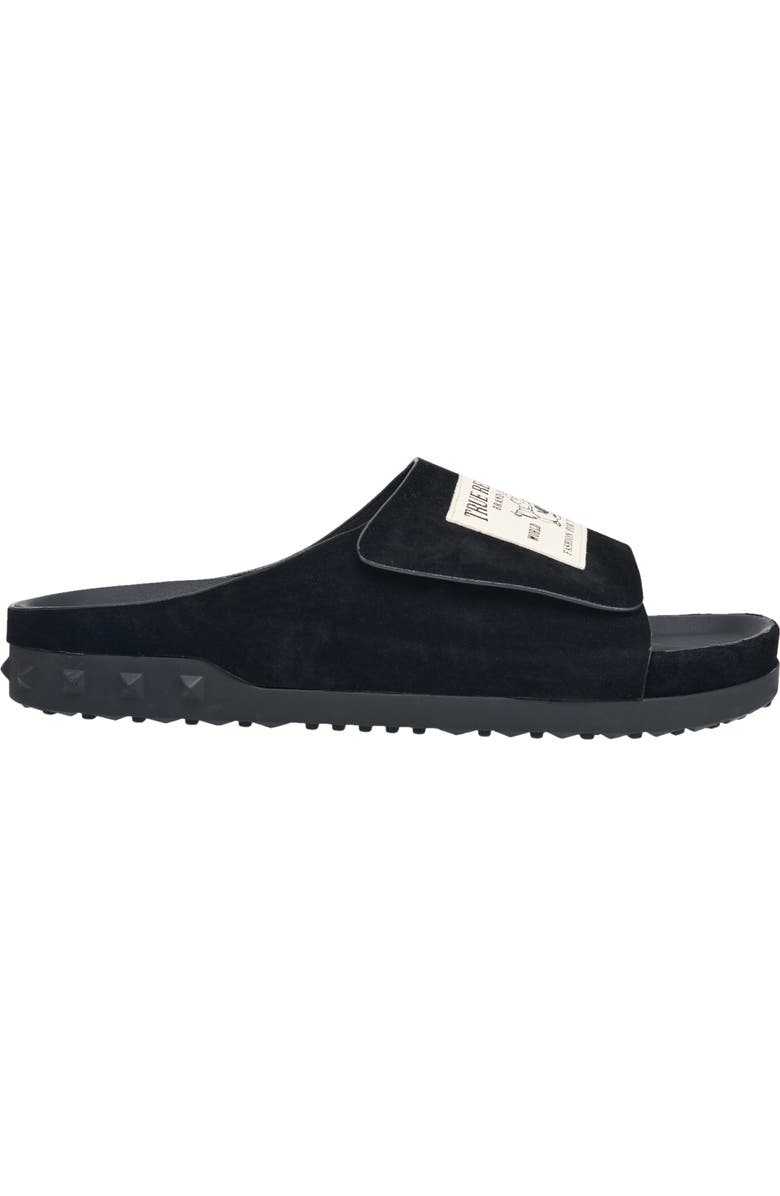 True Religion Cudi Velcro Strap SRS Logo Patch Sandal, Alternate, color, Black