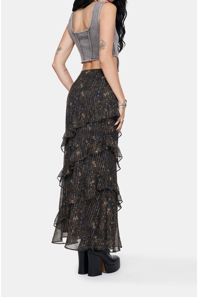 Astralis Stripe Ruffle Tiered Maxi Skirt, Alternate, color, Black