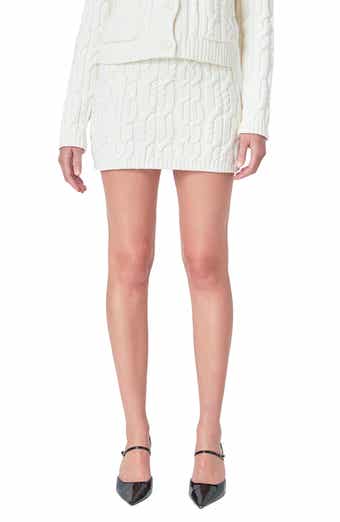 Cable Knit Cotton Blend Miniskirt