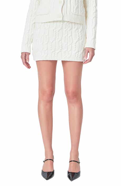 Cable Knit Cotton Blend Miniskirt