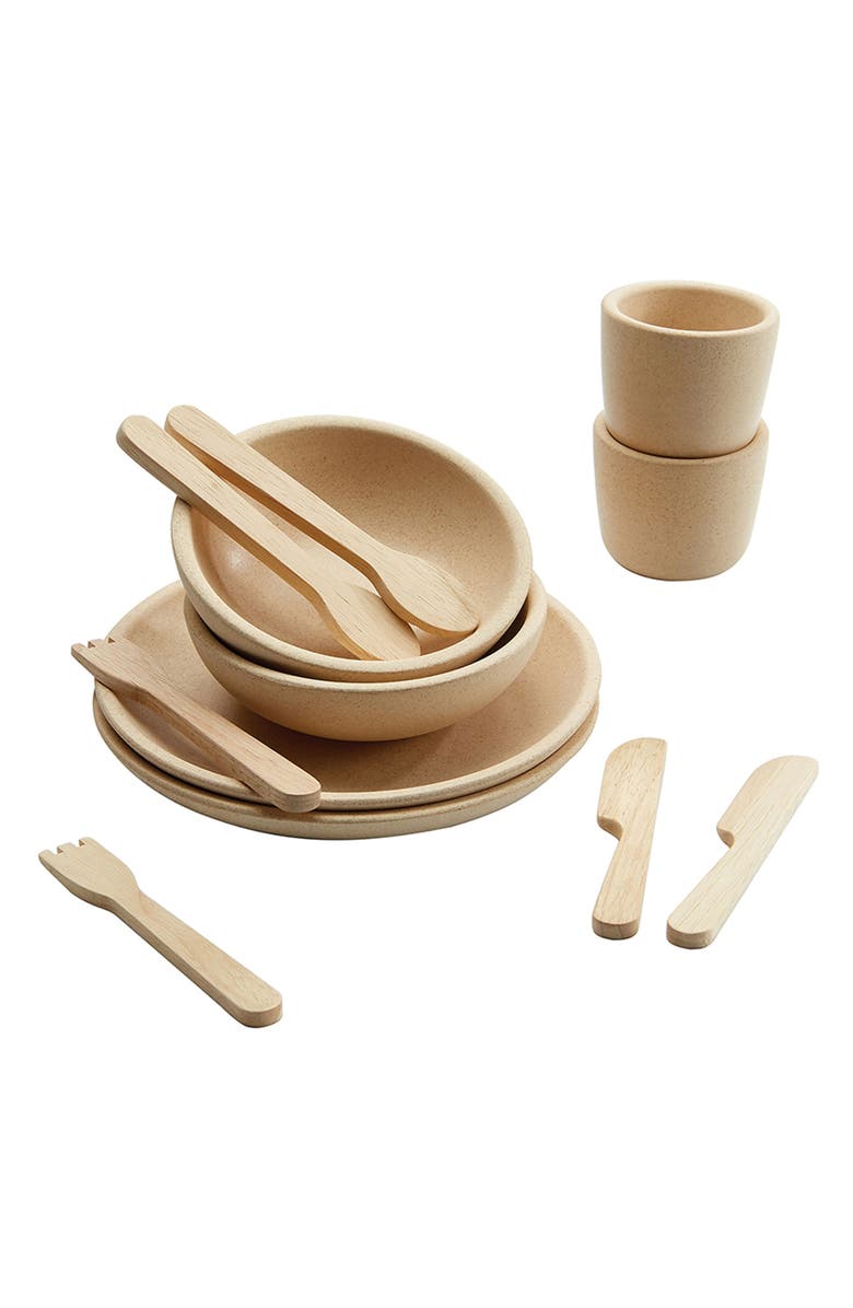 PlanToys<sup>®</sup> Wooden Tableware Playset, Main, color, Natural