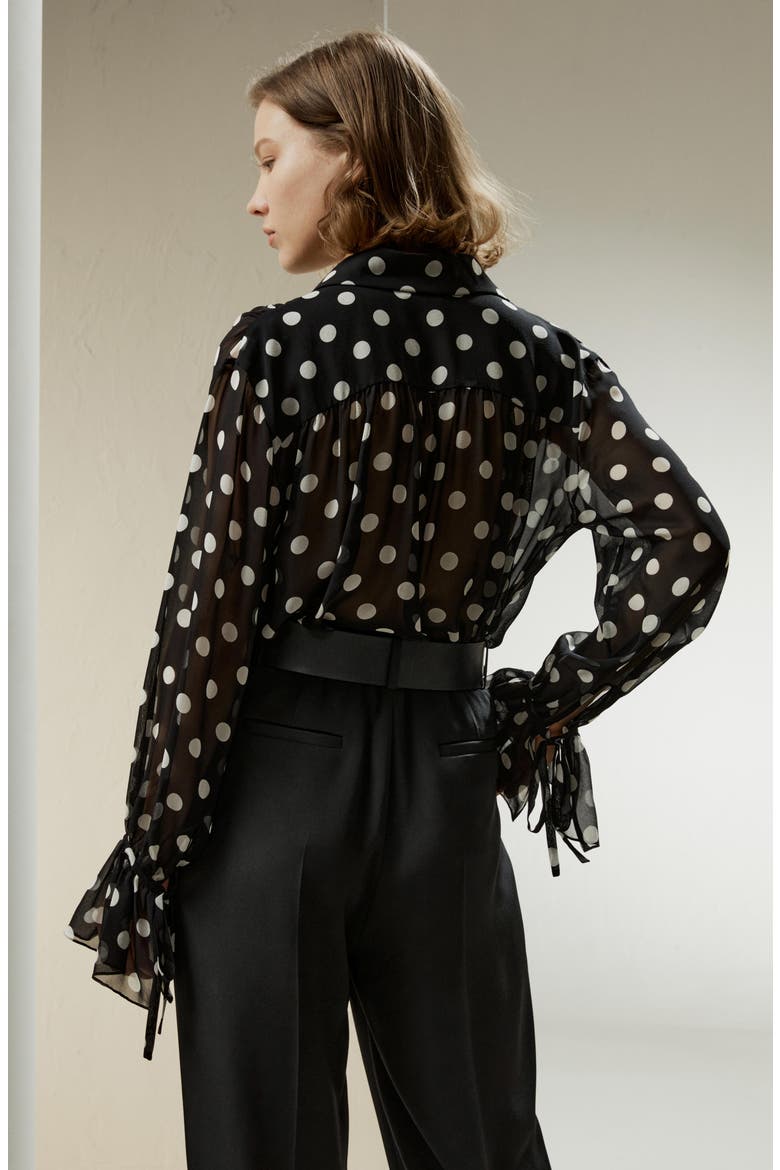 Women's Polka Dots Silk Georgette Blouse, Alternate, color, White dots in black