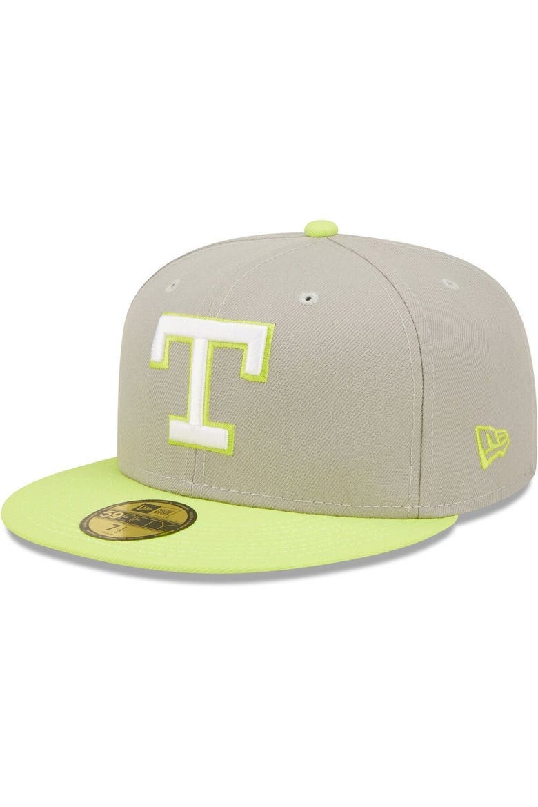 Men's New Era Gray/Green Texas Rangers commemorative Arlington Stadium Cyber 59FIFTY Fitted Hat, Alternate, color, Gray