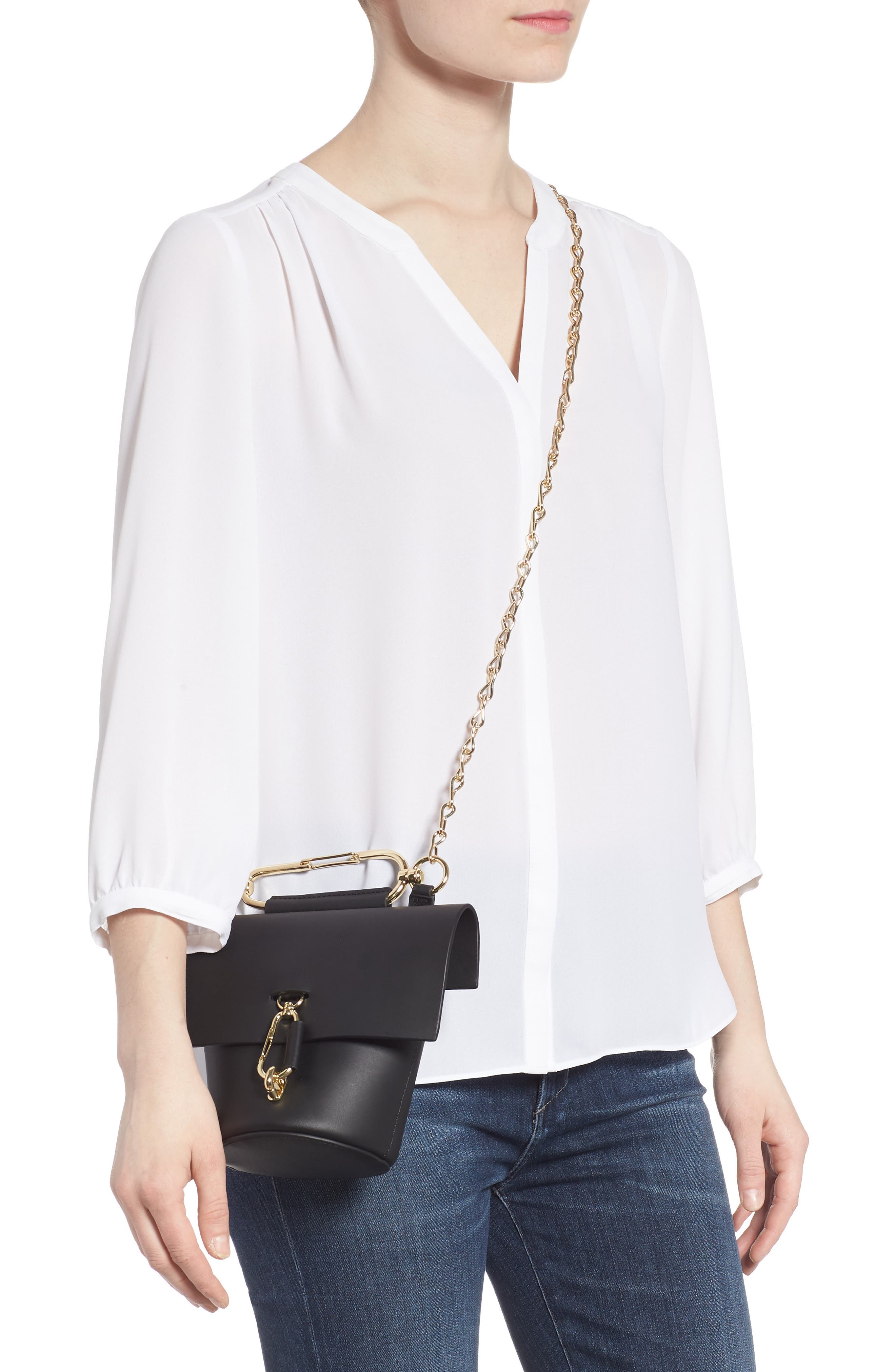ZAC Zac Posen Belay Chain Calfskin Leather Crossbody Bag, Alternate, color, 